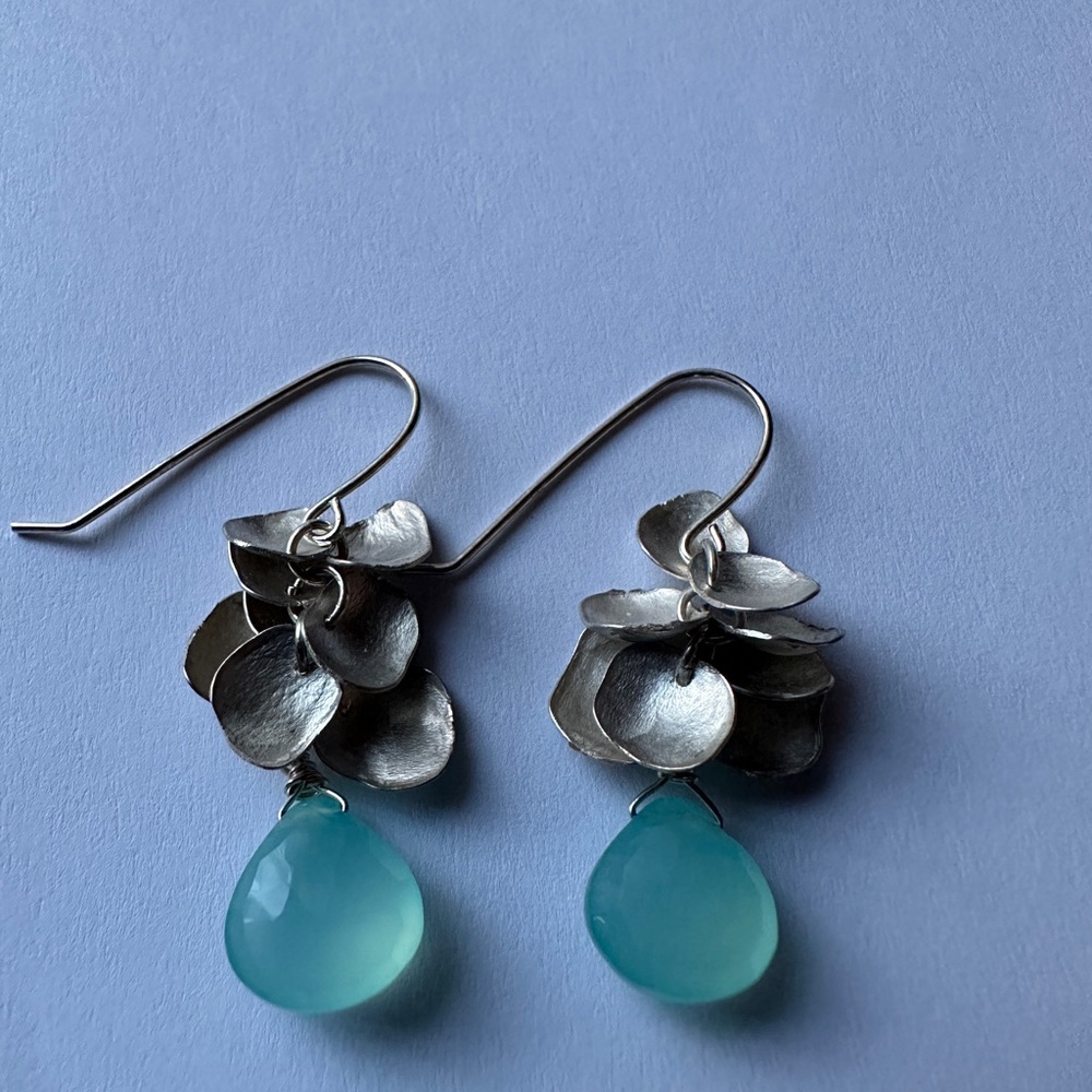 Aquamarine and sterling silver earrings